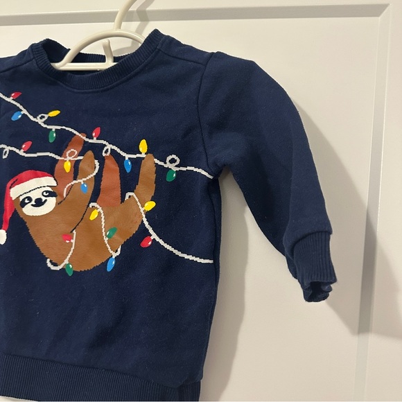 Carter’s Christmas Sloth Pullover Navy Blue Sweater Size 12 Months Baby - Picture 5 of 9